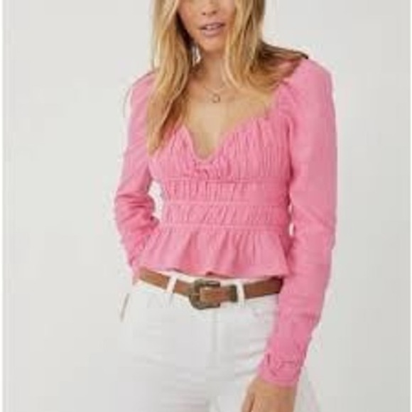 Free People Chloe Top Hot Pink XS - Picture 2 of 9